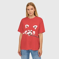 Футболка оверсайз женская Красная панда с кисточкой, цвет: 3D-принт — фото 2