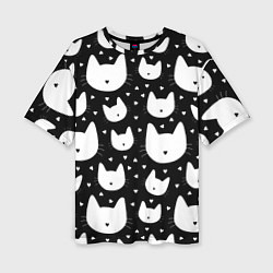 Женская футболка оверсайз Love Cats Pattern