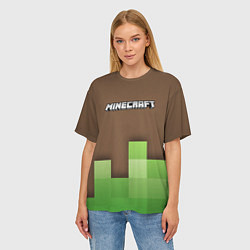 Футболка оверсайз женская Minecraft - Логотип, цвет: 3D-принт — фото 2