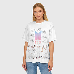 Футболка оверсайз женская BTS белый постер, цвет: 3D-принт — фото 2