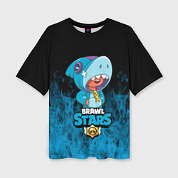 Женская футболка оверсайз Brawl stars leon shark