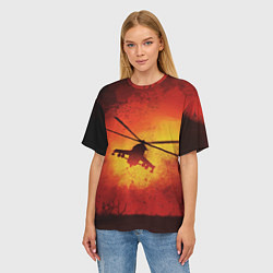 Футболка оверсайз женская Military helicopter, цвет: 3D-принт — фото 2