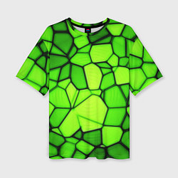 Женская футболка оверсайз Зеленая мозаика