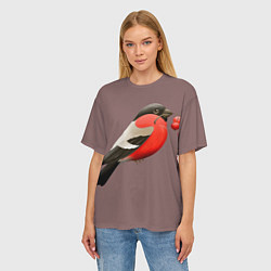 Футболка оверсайз женская Снегирь, цвет: 3D-принт — фото 2
