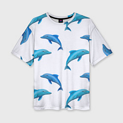 Женская футболка оверсайз Рай для дельфина