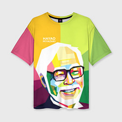 Женская футболка оверсайз Hayao Miyazaki
