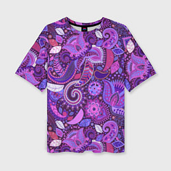Женская футболка оверсайз Фиолетовый этнический дудлинг