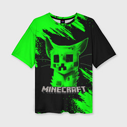 Женская футболка оверсайз MINECRAFT CREEPER CAT