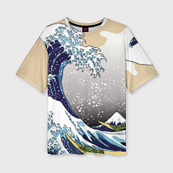 Женская футболка оверсайз The great wave off kanagawa