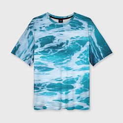 Женская футболка оверсайз Вода волны пена море