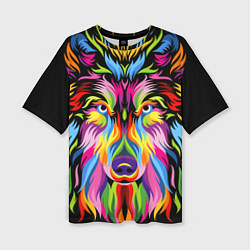 Женская футболка оверсайз Neon wolf