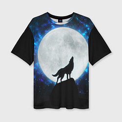 Футболка оверсайз женская Волк воющий на луну, цвет: 3D-принт