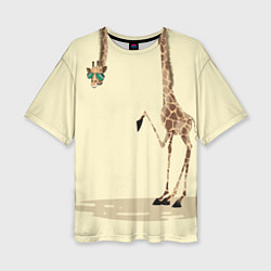 Футболка оверсайз женская Жираф на шее, цвет: 3D-принт