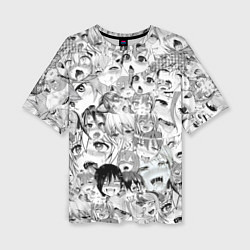 Женская футболка оверсайз Ahegao monochrome