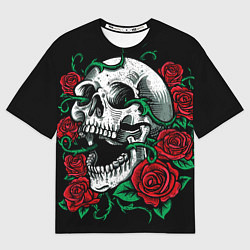 Женская футболка оверсайз Череп и Розы
