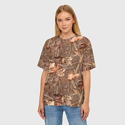 Футболка оверсайз женская Осенняя маскировка листьями, цвет: 3D-принт — фото 2