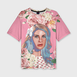 Женская футболка оверсайз Лана дел рей в цветах