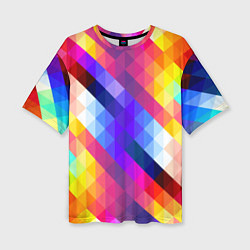 Женская футболка оверсайз Пиксельная радуга