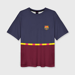 Футболка оверсайз женская FC Barcelona Flag and team Logo 202122, цвет: 3D-принт
