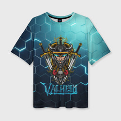 Женская футболка оверсайз Valheim Neon Samurai