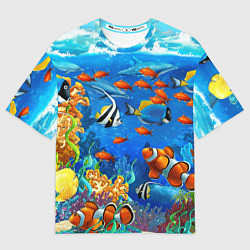 Футболка оверсайз женская Коралловые рыбки, цвет: 3D-принт
