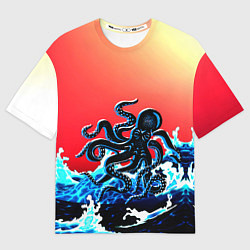 Футболка оверсайз женская Кракен в Море Градиент, цвет: 3D-принт