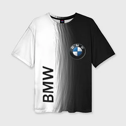 Женская футболка оверсайз Black and White BMW