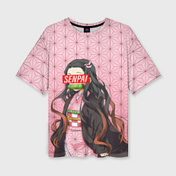 Женская футболка оверсайз SENPAI NEZUKO НЕЗУКО ПАТТЕРН