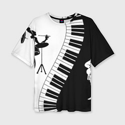 Футболка оверсайз женская Черно Белое пианино, цвет: 3D-принт