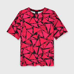 Футболка оверсайз женская Красно-черный полигональный, цвет: 3D-принт