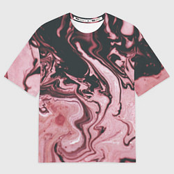 Футболка оверсайз женская Розовые Разводы С черными, цвет: 3D-принт