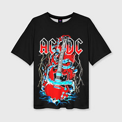 Футболка оверсайз женская ACDC гитара, цвет: 3D-принт