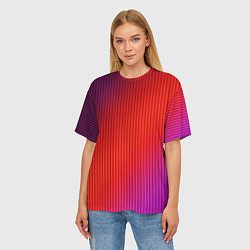 Футболка оверсайз женская Оранжево-фиолетовый градиент, цвет: 3D-принт — фото 2