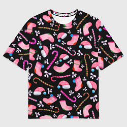 Футболка оверсайз женская Новогодняя ночь, акварельный узор, цвет: 3D-принт