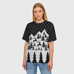Футболка оверсайз женская Северные Олени в Горах, цвет: 3D-принт — фото 2