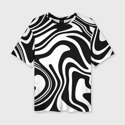 Футболка оверсайз женская Черно-белые полосы Black and white stripes, цвет: 3D-принт