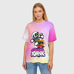 Футболка оверсайз женская Skid and Pump Friday Night Funkin, цвет: 3D-принт — фото 2