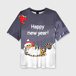 Футболка оверсайз женская Happy New Year 2022 Тигр, цвет: 3D-принт
