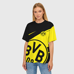 Футболка оверсайз женская BORUSSIA BVB 09 LOGO, цвет: 3D-принт — фото 2