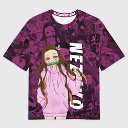 Футболка оверсайз женская НЕЗУКО, КЛИНОК РАССЕКАЮЩИЙ ДЕМОНОВ, цвет: 3D-принт