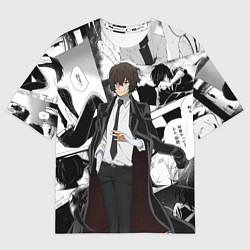 Женская футболка оверсайз Дазай Осаму на фоне манги