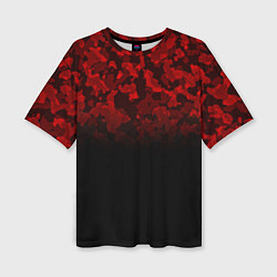 Футболка оверсайз женская BLACK RED CAMO RED MILLITARY, цвет: 3D-принт