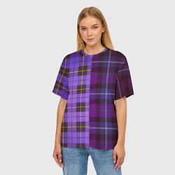 Футболка оверсайз женская Purple Checkered, цвет: 3D-принт — фото 2