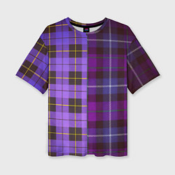 Женская футболка оверсайз Purple Checkered