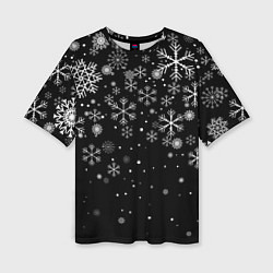Женская футболка оверсайз Снежинки - С Новый год