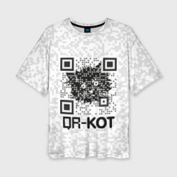 Футболка оверсайз женская QR код котик, цвет: 3D-принт