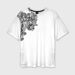 Женская футболка оверсайз Черно Белые КруЖева