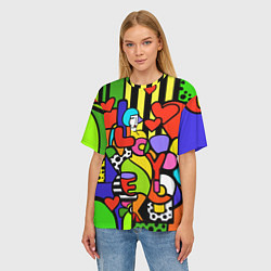 Футболка оверсайз женская Romero Britto - love you, цвет: 3D-принт — фото 2