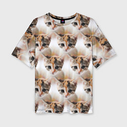 Женская футболка оверсайз Маленький котенок паттерн
