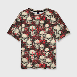 Женская футболка оверсайз Кровавые Черепа Skulls